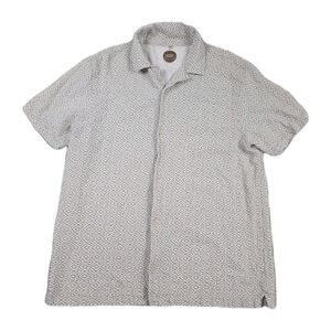 Common People Linen Cotton Button Up Shirt Mens XL Short Sleeve Beige Summer